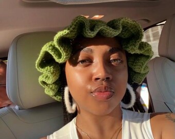 Crochet Flowy Ruffle Hat