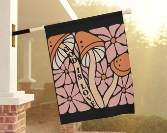 Summer house flag | Spring porch flag | Christian garden flag | Religious yard banner | Custom outdoor flag | Retro flag | Gardener gift