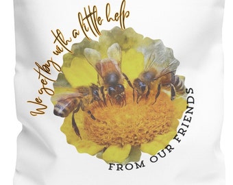 We Get By With A Little Help From Our Friends Bee themed Tote Bag (AOP)