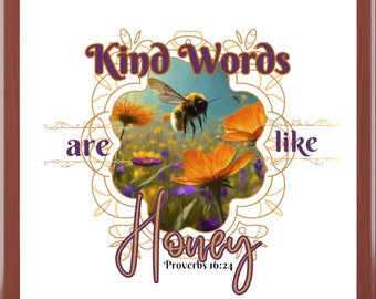 Kind Words are Like Honey Rubberwood Jewelry Box with Ceramic Tile Top