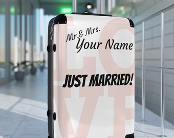 Personalized Mr. and Mrs. Just Married Love Suitcase Set