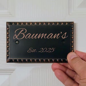 Custom Engraved Metal Door Plate – Personalized Door Sign for Home, Office, Airbnb, Wedding, Housewarming Gift, Day Sleeper, New Moms
