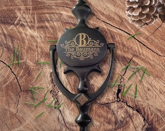 Personalized Bronze Door Knocker: Monogram, Name, Optional QR Code