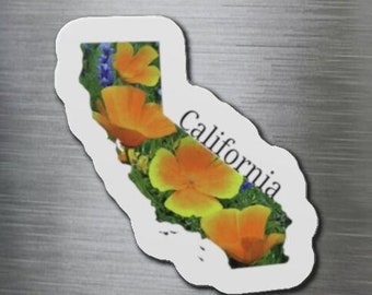 Aimant découpé fleur California State, collection Fifty State