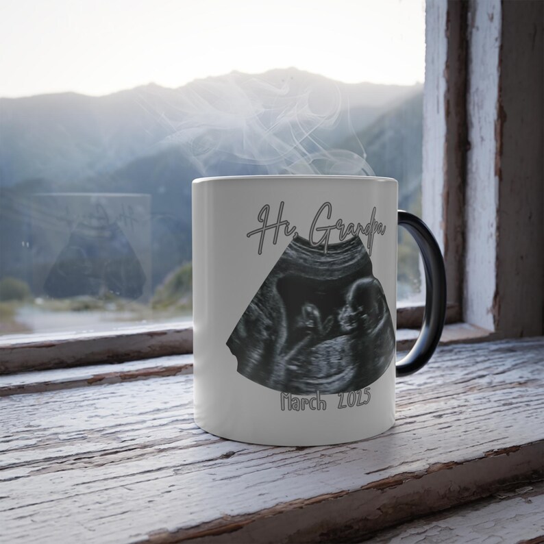 Pregnancy Announcement Color Changing Mug Grandma, Grandpa, Husband