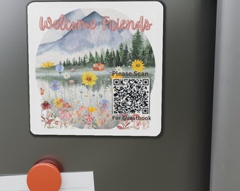 Custom Airbnb VRBO guest book QR code magnet