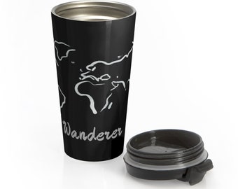 World Map Globe Wanderer Stainless Steel Travel Mug