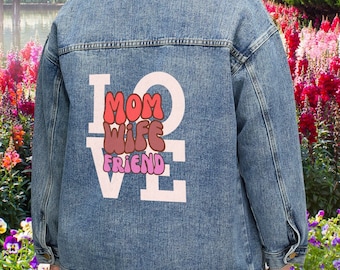 Giacca di jeans "Mamma Moglie Amica" - Rosa LOVE Design retrò