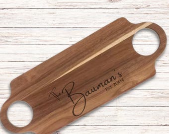 Personalized Wedding Cutting Board, Custom Engraved Anniversary Gift for Couple, Monogrammed Charcuterie Board, Housewarming Breadboard