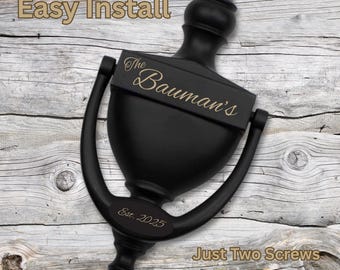 Personalized Door Knocker: Engraved Name & Est. Date, Easy Install