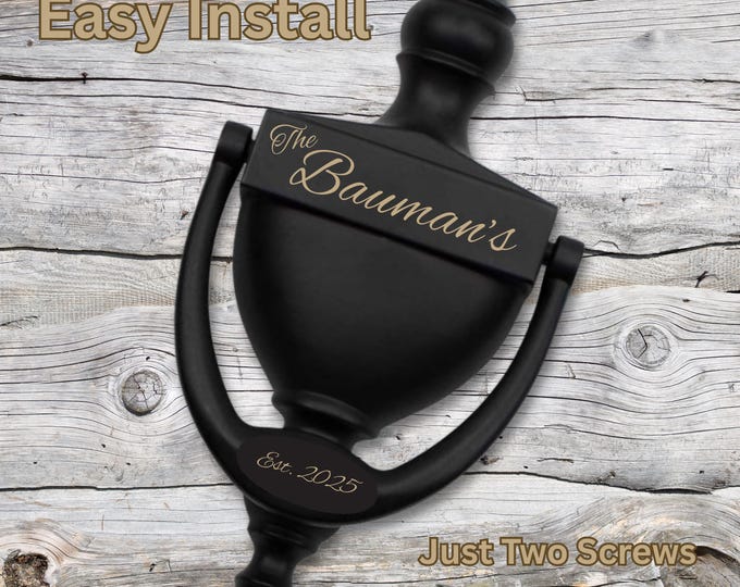 Featured listing image: Personalized Door Knocker: Engraved Name & Est. Date, Easy Install