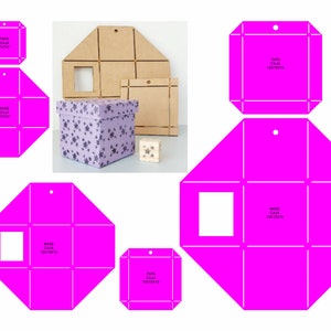 VECTOR (archivo digital) moldes para cajas de papel, cartulina, carton (version Caja Cubo)  3 medidas - Para corte laser o CNC