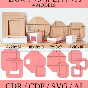 VECTOR (digital file) molds for paper boxes, cardboard, cardboard for laser or CNC cutting