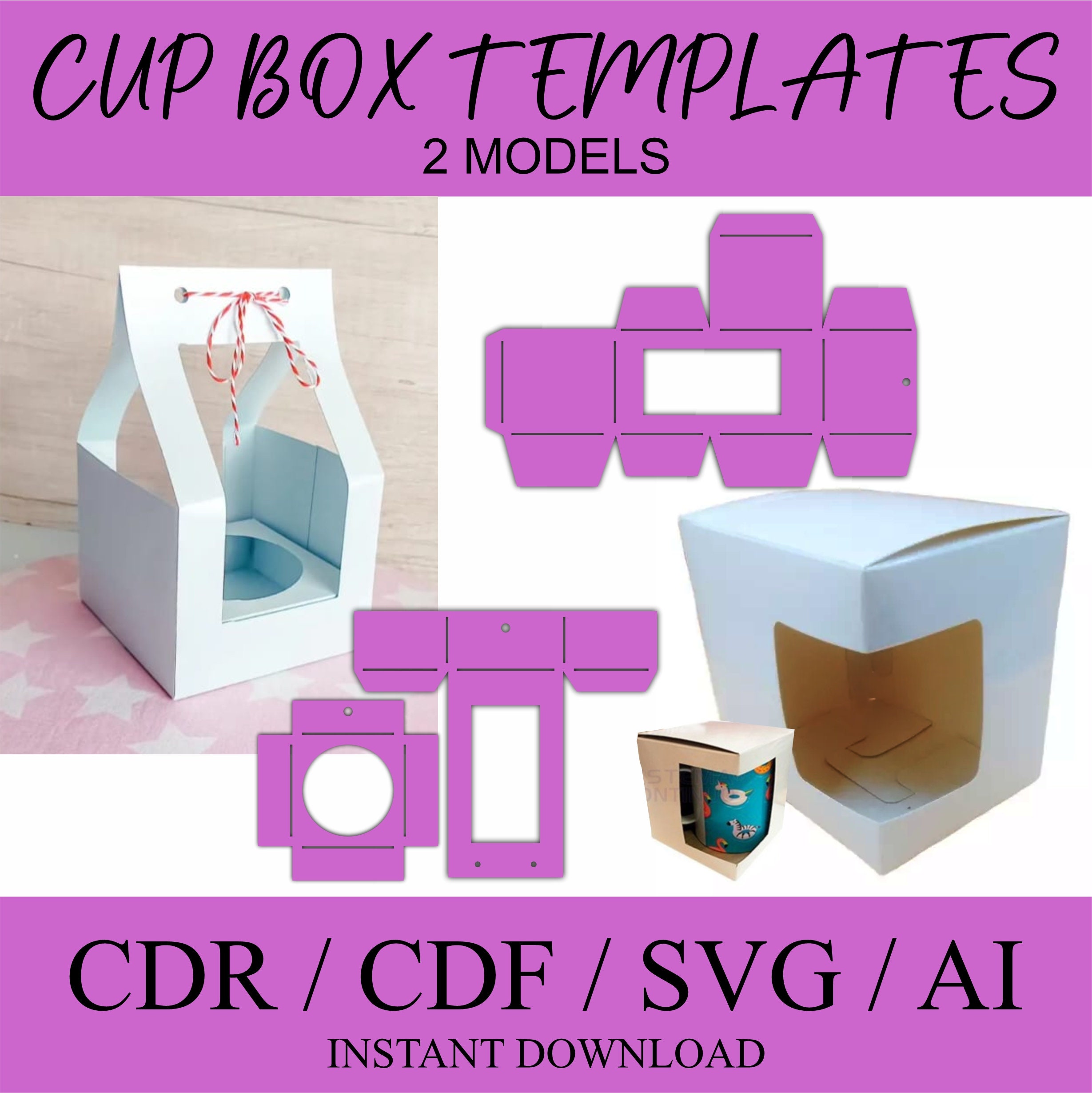 VECTOR (digital File) Molds for Paper Boxes, Cardboard, Cardboard (cups ...