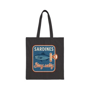 Vintage Sardines Tote Bag - Stay Salty Canvas Carryall for Grocery, Beach Trips, Eco-Friendly Gifts, & Sea Enthusiasts