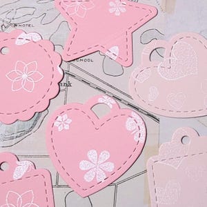 Cadeaukaartjes Die Cuts - Liefdesgroet - Cadeaukaartjes set van 12 - Etiketten - Roze Die Cuts - Scrapbooking - Die Cuts - Ephemera - Kaarten maken