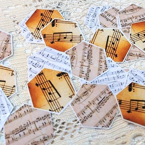 Stickers hexagonaux musicaux - Lot de 30 - 3 styles - Scrapbooking - Fabrication de cartes - Journalisation du courrier indésirable - Journal créatif - Agenda