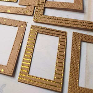 Cadres découpés en kraft doré - Lot de 12 pièces - Découpes faites main - Scrapbooking - Fabrication de cartes - Journalisation indésirable - Cadres découpés