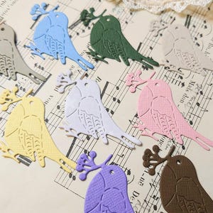 Bird Love - Oiseaux découpés - Lot de 10 - Scrapbooking - Éphémères - Découpes - Fabrication de cartes - Couleurs printanières - Fait main - Petites découpes