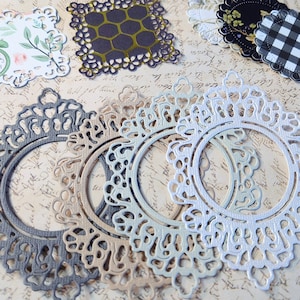 Jeu de pièces prédécoupées - Cadres et napperons - Scrapbooking - Fabrication de cartes - Journalisation du courrier indésirable - Journalisation créative