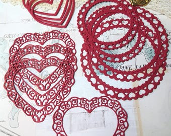 Lovely Frames - Heart-shaped Die Cuts - Set of 12 pieces - Handmade die cuts - Scrapbooking - Card making - Junk journaling - Die cut frames