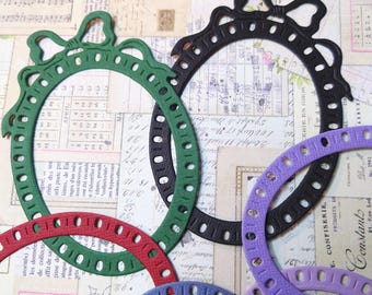Handmade Die Cut Frames with Bows: Scrapbooking Embellishments (Set of 6)