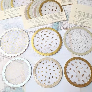 Cadre découpé doré avec vélin - Lot de 6 - Découpes faites main - Scrapbooking - Fabrication de cartes - Journalisation indésirable - Cadres découpés - Vélin