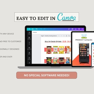 Describes ease of editing on the Canva platform.  Can be edited on any device.  Free to customize and can be used over and over.