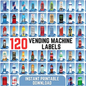 120 etichette per distributori automatici HVV in formato PDF / Adesivi in vinile ad alta visibilità per distributori automatici di snack e bevande / Decalcomanie per distributori automatici per prezzi e informazioni sui prodotti