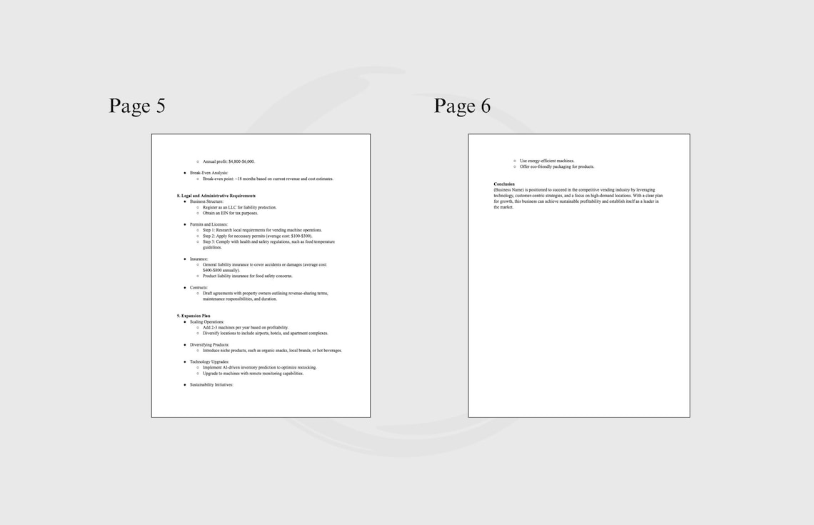 Vending Machine Business Plan Template Startup Guide (PDF) Etsy