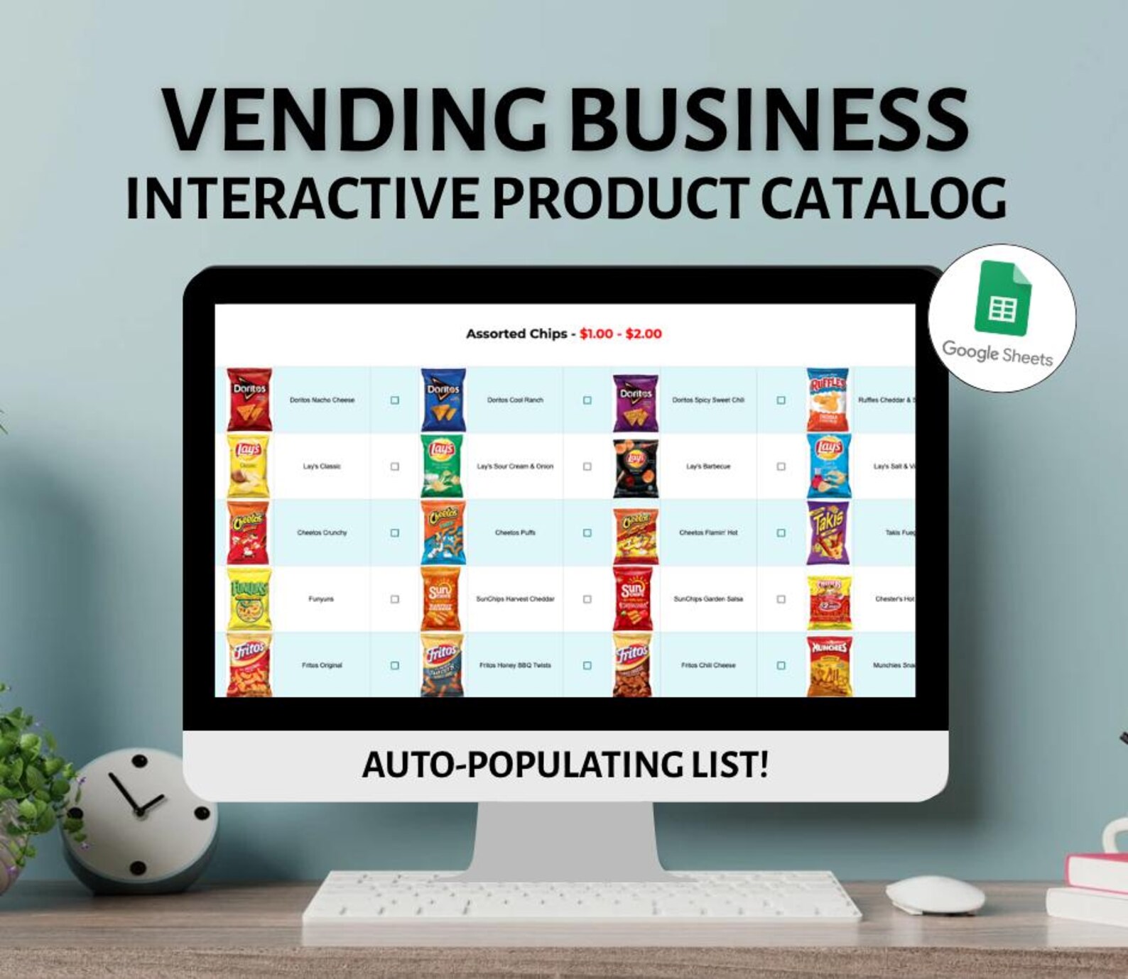 Interactive Vending Product Catalog Template: Google Sheets (digital ...