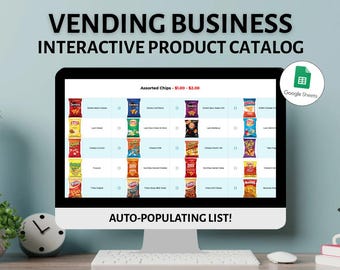 Interactive Vending Product Catalog Template: Google Sheets (Digital Download)
