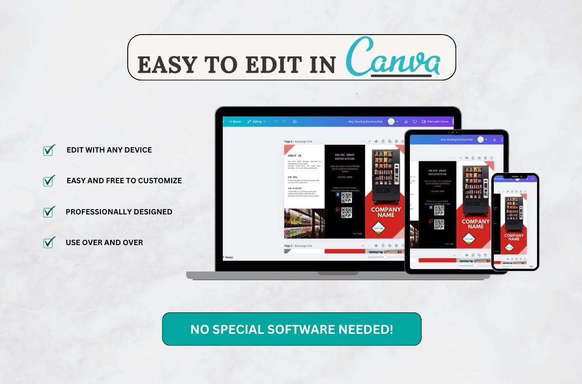 Vending Machine Pamplet Vending Machine Business Brochure Template: Customizable Canva Flyer ...