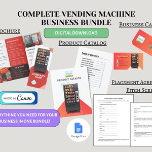 Complete businessbundel voor automaten | Brochure | Productcatalogus | Visitekaartje | Plaatsingsovereenkomst | Pitchscript | Digitale download