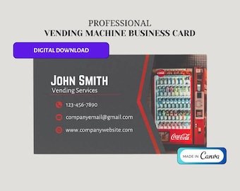 Vending Machine Business Card Template: Customizable Canva Design (Digital Download)