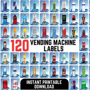 120 étiquettes pour distributeurs automatiques HVV PDF | Autocollants en vinyle haute visibilité pour machines à snacks et boissons | Décalcomanies pour les prix et les informations sur le produit
