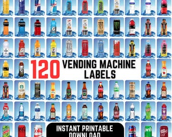 Big Button Vending Machine Drink Labels: 120 HVV Designs (PDF Download)