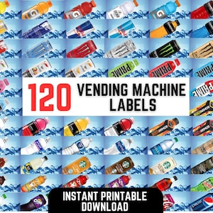 120 Small Vending Machine Label Templates PDF | High Visibility Vinyl Stickers for Snack & Drink Machines | Vending Decals