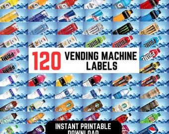 Vending Machine Labels: 120+ Snack & Drink Stickers (PDF Download, 3.6x1.6")