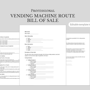 Verkaufsautomaten-Routen-Verkaufsvorlage - Umfassendes, rechtssicheres, bearbeitbares PDF für sichere und reibungslose Transaktion