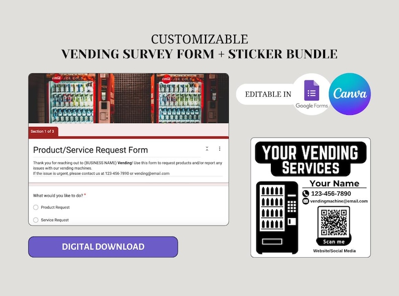 Vending Machine Service Sticker & Google Form Bundle (digital Download ...
