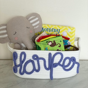 Personalisierter Babyparty-Geschenkkorb, Osterkorb, kundenspezifischer Seil-Namenskorb, Monogrammgeschenk, Baby-Mädchen-Geschenk, Spielzeug-Namenskorb, Hundegeschenk