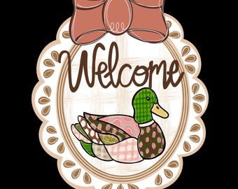 Colgador de puerta acolchado con diseño de ánade real de inspiración vintage