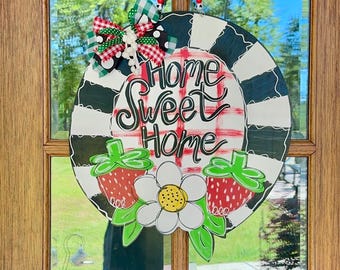 Colgante de puerta con fresas y flores dulces