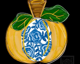 Chinoiserie Pumpkin Door Hanger