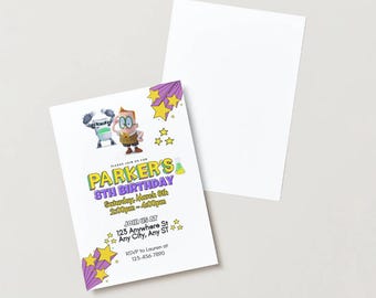 Captain Underpants Birthday Party Invitation, Capt Underpants, Kid Birthday Party, Custom Party Invite, Melvin, Scientist, Turbo Toilet
