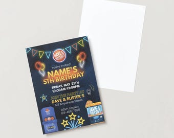 EDITIERBARE Vorlage Dave and Busters Party, Neon-Geburtstags-Einladung Fun Party, Arcade-Party, Kinderparty, Geburtstagseinladung, INSTANT DOWNLOAD
