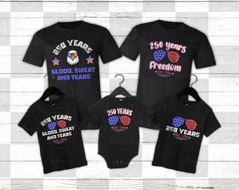 250th Anniversary | USA Designs | Independence Day | Fourth of July | 250 Years of Freedom Collection – Patriotic Family SVG/PNG Bundle