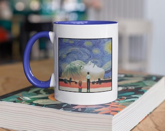 The Starry Night Mug, Anime Mug, Evangelion, Manga Gift, Japan Coffee Mug, Coffee Mug Humor, Gift idea for ANIME Fan Mug, 90's