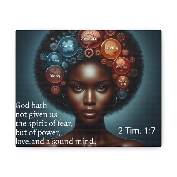 2 Timothy 1:7 Canvas Gallery Wraps OAK Original Colorful Artwork Wall Art Original Design Picture Gallery Christian Bible Scripture Style